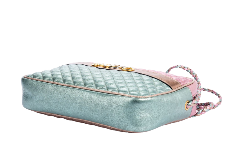 Gucci Laminate Shoulder Bag, Quilted Pink Metallic & Blue Metallic