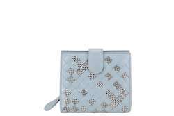 BOTTEGA VENETA INTRECCIATO BLUE NAPA LEATHER SNAKESKIN BI-FOLD WALLET WITH DUST COVER