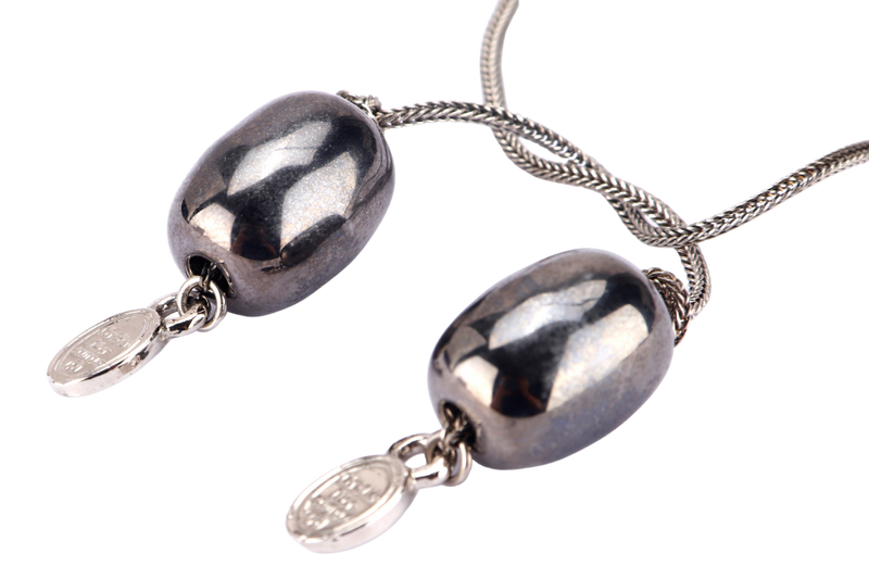 CHRISTIAN DIOR BLACK BALL NECKLACE, WITH BOX