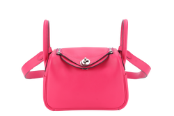 HERMES MINI LINDY ROSE MEXICO x ROUGE PIGMENT PALLADIUM HARDWARE SWIFT LEATHER STAMP Z (YEAR 2021) WITH RAINCOAT, DUST COVER AND BOX