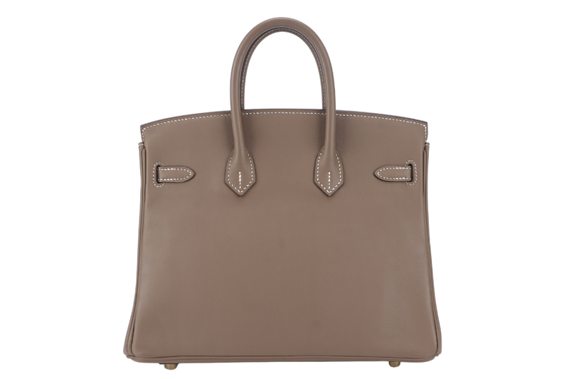 HERMES BIRKIN 25 STAMP X (YEAR 2016) ETOUPE SWIFT LEATHER GOLD HARDWARE WITH KEYS&LOCK, RAINCOAT AND DUST COVER