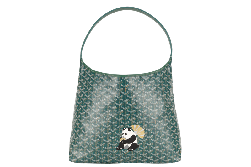 GOYARD BOHEME HOBO PANDA GREEN GOYARDINE CANVAS WITH SMALL POUCH AND DUST COVER