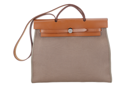 HERMES HERBAG 39 BROWN CANVAS RHW STAMP C (2018) WITH DUST COVER