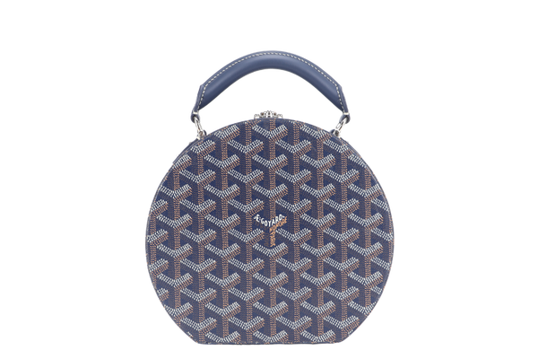 GOYARD ALTO HATBOX NAVY BLUE GOYARDINE x CALF LEATHER WITH STRAPS, DUST COVER AND BOX