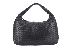 BOTTEGA VENETA INTERCCIATO HOBO BLACK LEATHER SILVER HARDWARE NO DUST COVER