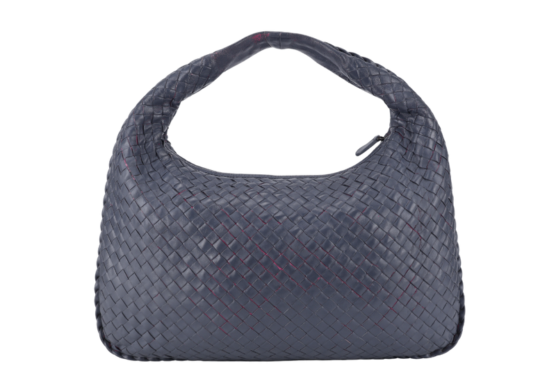 BOTTEGA VENETTA INTRECCIATO HOBO BAG GREY WITH PINK CALF LEATHER SILVER HARDWARE SILVER HARDWARE NO DUST COVER