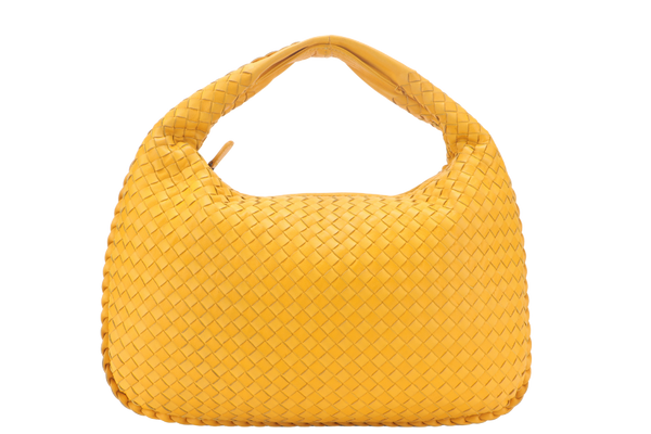 BOTTEGA VENETA YELLOW INTRECCIATO HOBO BAG WITH DUST COVER