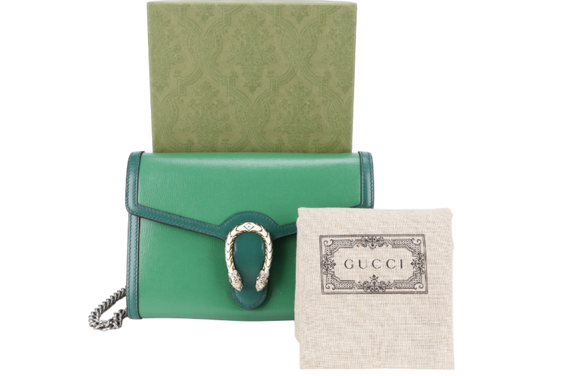 GUCCI 401231 1147 GREEN SERPENTI BUCKLE, WITH DUST COVER & BOX