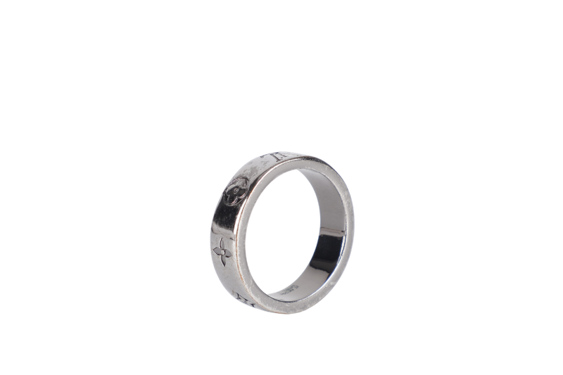 LOUIS VUITTON THIN RING M1181L SIZE L SILVER 925 BLACK IT AK1294