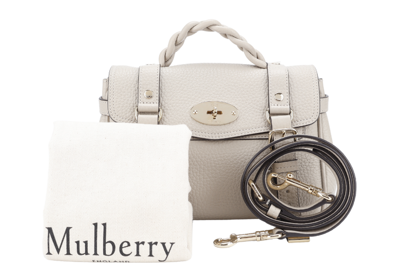 MULBERRY ALEXA LIGHT BEIGE CALF LEATHER BAG GOLD HARDWARE WITH STRAPS AND DUST COVER