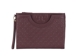 TORY BURCH MAROON FLEMING POUCH WITH DUST COVER