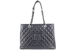 CHANEL GST BLACK CAVIAR LEATHER (2015xxxx) SILVER HARDWARE WITH CARD NO DUST COVER AND NO BOX