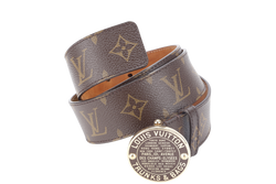 LOUIS VUITTON TRUNKS AND BAGS BELT MONOGRAM COATED CANVAS GOLD HARDWARE NO DUST COVER