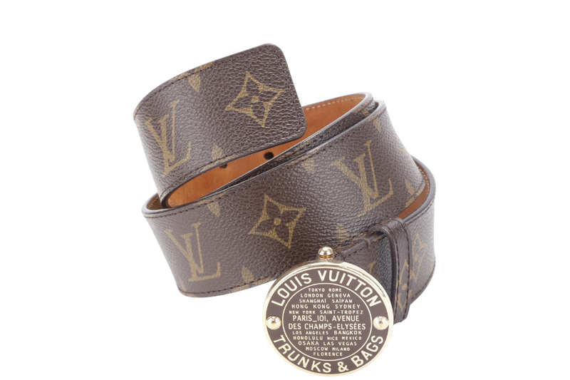 LOUIS VUITTON TRUNKS AND BAGS BELT MONOGRAM COATED CANVAS GOLD HARDWARE NO DUST COVER