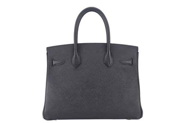 HERMES BIRKIN 30 STAMP A (YEAR 2017) BLACK EPSOM GOLD HARDWARE WITH LOCK&KEYS AND DUST COVER