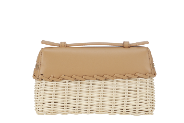 LORO PIANA EXTRA POCKET L19 EAST-WEST WICKER MALT/LIGHT BAMBOO (B4AG) GOLD HARDWARE WITH STRAPS AND DUST COVER