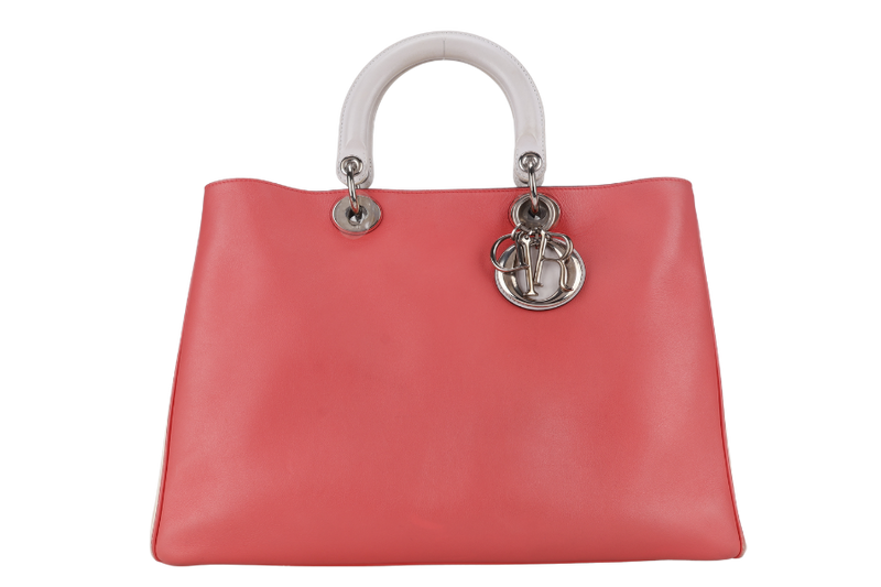 CHRISTIAN DIOR DIORSSIMO TRI COLOR LAMBSKIN BAG SILVER HARDWARE (09-MA-1112) WITH POUCH, STRAPS AND DUST COVER