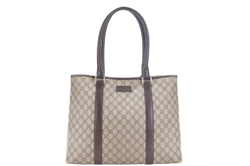 GUCCI TOTE BAG BROWN CANVAS SILVER HARDWARE NO DUST COVER