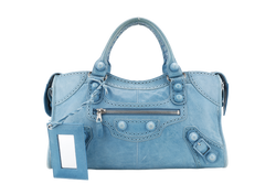 BALENCIAGA GIANT CITY BAG BLUE COLOR LEATHER WITH STRAPS AND DUST COVER