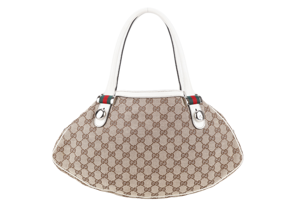 GUCCI ABBEY GG BROWN CANVAS SHOULDER TOTE WITH DUST COVER