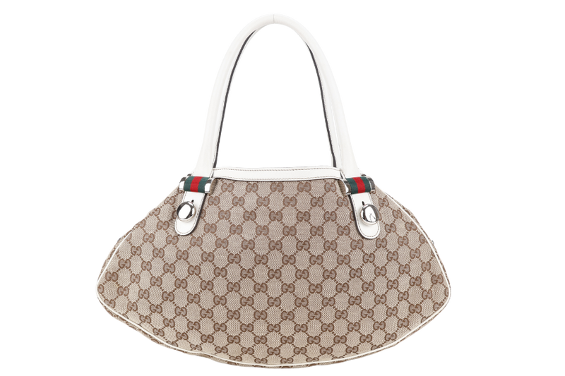 GUCCI ABBEY GG BROWN CANVAS SHOULDER TOTE WITH DUST COVER