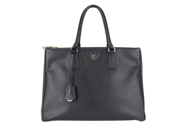 PRADA GALLERIA LARGE SAFFIANO LEATHER TOTE GOLD HARDWARE WITH STRAPS AND DUST COVER