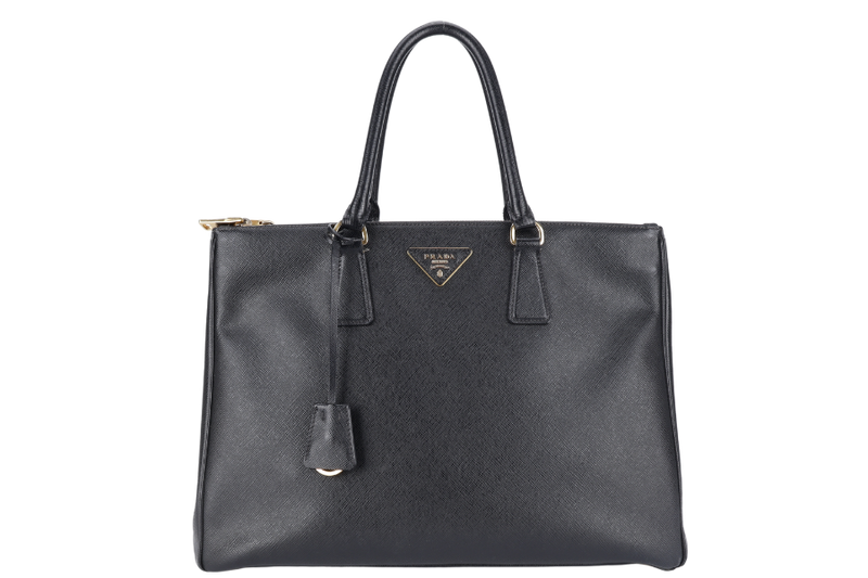 PRADA GALLERIA LARGE SAFFIANO LEATHER TOTE GOLD HARDWARE WITH STRAPS AND DUST COVER