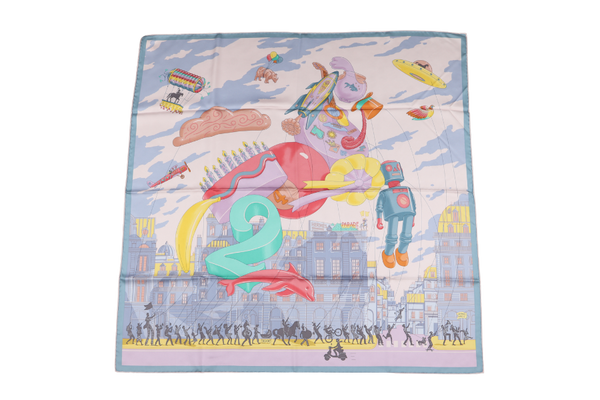 HERMES PARADE SILK SCARF ROSE PALE-JAUNE WITH BOX