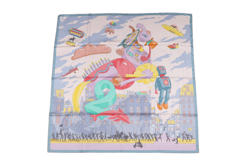 HERMES PARADE SILK SCARF ROSE PALE-JAUNE WITH BOX
