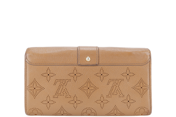 LOUIS VUITTON MAHINA PORTEFEUILLE IRIS WALLET BROWN LEATHER GOLD HARDWARE NO DUST COVER