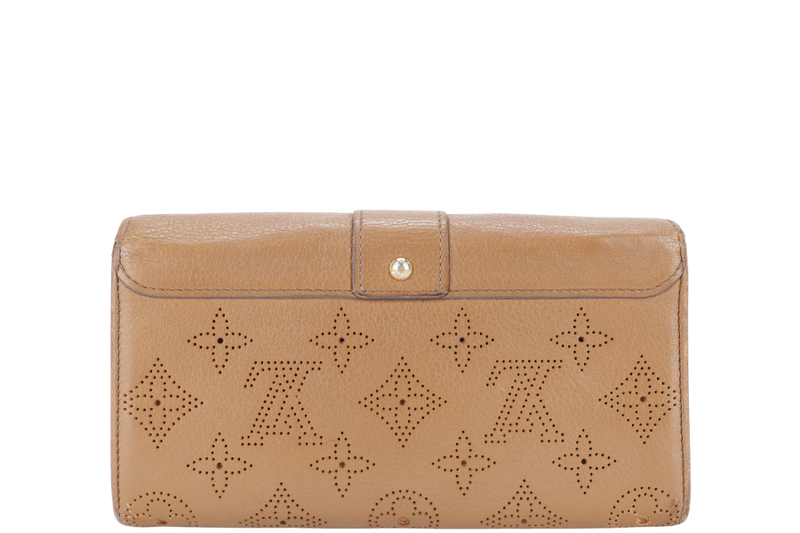 LOUIS VUITTON MAHINA PORTEFEUILLE IRIS WALLET BROWN LEATHER GOLD HARDWARE NO DUST COVER