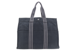 HERMES FOURRE TOTE MM BLACK COTTON SILVER HARDWARE NO DUST COVER