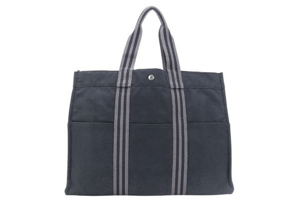 HERMES FOURRE TOTE MM BLACK COTTON SILVER HARDWARE NO DUST COVER