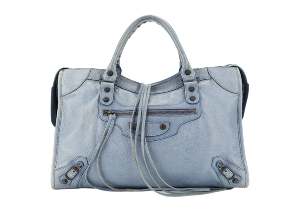 BALENCIAGA CITY BAG BLUE COLOR LEATHER WITH STRAPS NO DUST COVER