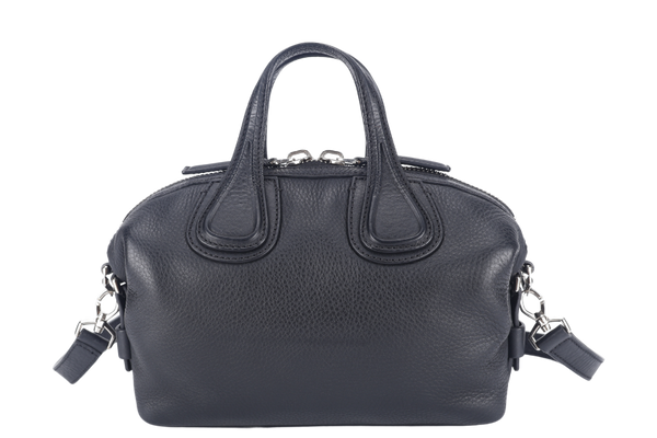 GIVENCHY NIGHTINGALE SATCHEL BLACK LEATHER SILVER HARDWARE WITH STRAPS AND DUST COVER