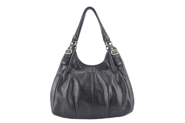 COACH MADISON MAGGIE SHOULDER BAG (16503) BLACK LEATHER GOLD HARDWARE NO DUST COVER