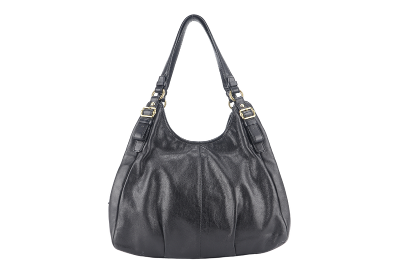 COACH MADISON MAGGIE SHOULDER BAG (16503) BLACK LEATHER GOLD HARDWARE NO DUST COVER