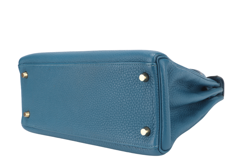 HERMES KELLY 28 BLUE COLVERT TOGO GOLD HARDWARE STAMP Q (YEAR 2013) WITH KEYS, LOCK, STRAPS AND DUST COVER