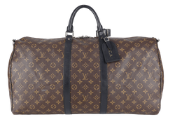 LOUIS VUITTON M56711 KEEPALL BANDOULIERE 55 MONOGRAM CANVAS SILVER HARDWARE (INITIALS NAME _ E.C.A) WITH STRAPS