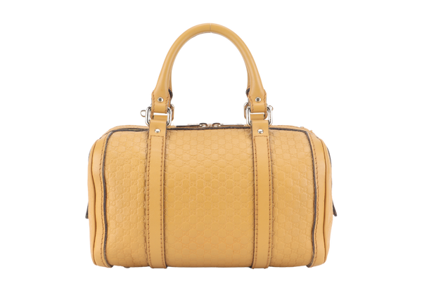 GUCCI MICROGUCCISSIMA JOY BOSTON BAG MUSTARD YELLOW LEATHER GOLD HARDWARE NO DUST COVER