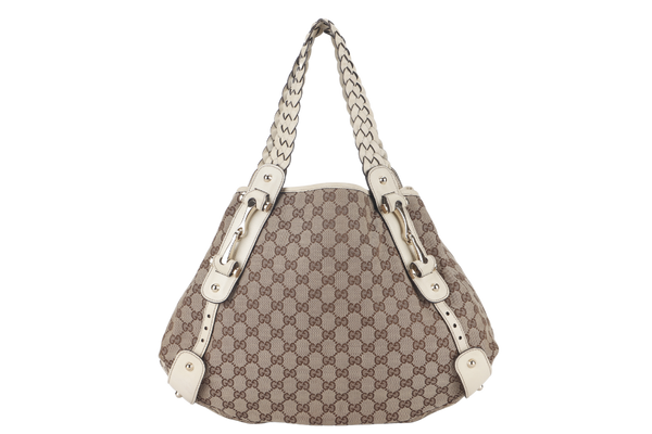 GUCCI GG HORSEBIT SHOULDER BAG (137621) BEIGE CANVAS PALLADIUM HARDWARE NO DUST COVER