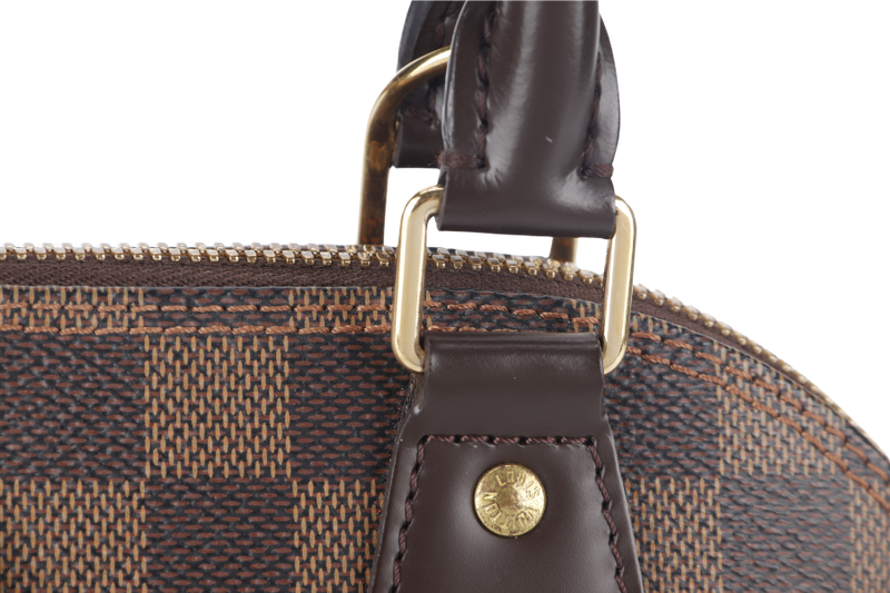 LOUIS VUITTON ALMA BB DAMIER EBENE GOLD HARDWARE WITH STRAPS, LOCK&KEYS AND DUST COVER