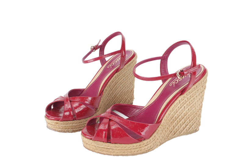 GUCCI SANDAL WEDGES PINK SIZE 38