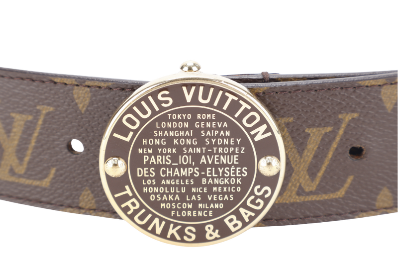 LOUIS VUITTON TRUNKS AND BAGS BELT MONOGRAM COATED CANVAS GOLD HARDWARE NO DUST COVER