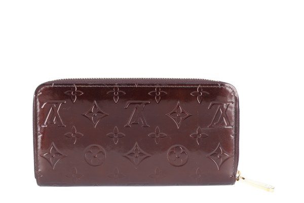 LOUIS VUITTON AMARANTE MONOGRAM VERNIS ZIPPY WALLET WITH DUST COVER