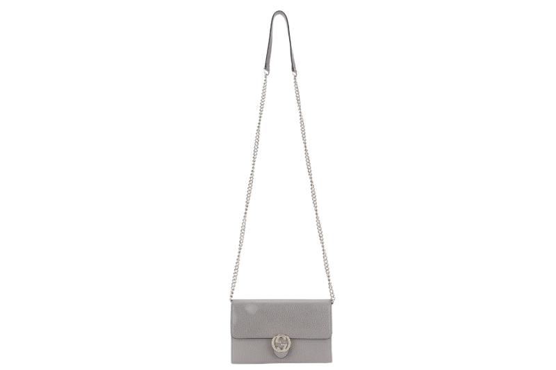 GUCCI INTERLOCKING G W.O.C GREY LEATHER GOLD HARDWARE NO DUST COVER