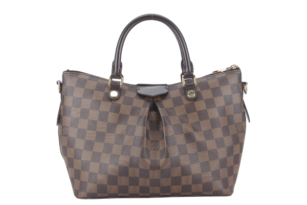 LOUIS VUITTON SIENA MM (N41546) DAMIER EBENE CANVAS GOLD HARDWARE WITH STRAPS AND DUST COVER