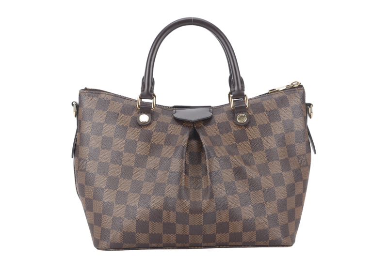 LOUIS VUITTON SIENA MM (N41546) DAMIER EBENE CANVAS GOLD HARDWARE WITH STRAPS AND DUST COVER