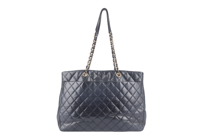 CHANEL BLACK CAVIAR TIMELESS CLASSIC SHOPPING TOTE (2196xxxx) GOLD HARDWARE NO CARD WITH DUST COVER AND BOX