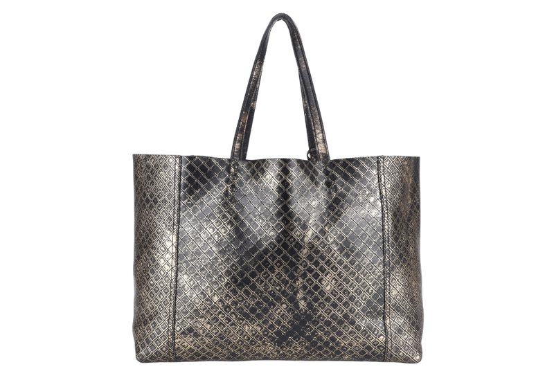 BOTTEGA VENETA INTRECCIO MIRAGE TOTE BAG (B00672364W) LARGE BLACK GOLD LEATHER NO DUST COVER